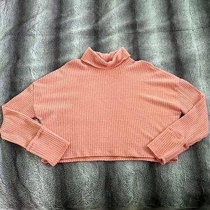 Soft Cropped Turtle Neck Peach Sweater